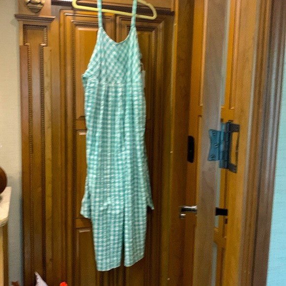 NWOT Nordstrom COTTON GINGHAM JUMPSUIT IN GREEN WASABI Size Small - Picture 3 of 9